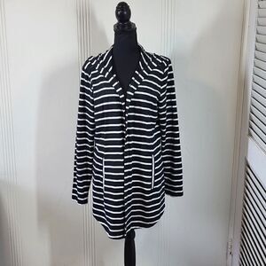 T by Talbots Black & White Long Jacket With Hood